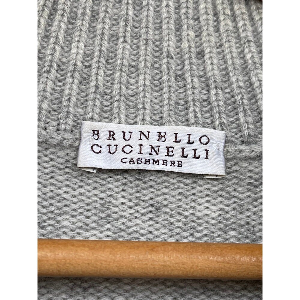 Brunello Cucinelli 100% Cashmere Gray Full Zip Peplum Cardigan Jacket large USA - Picture 3 of 12